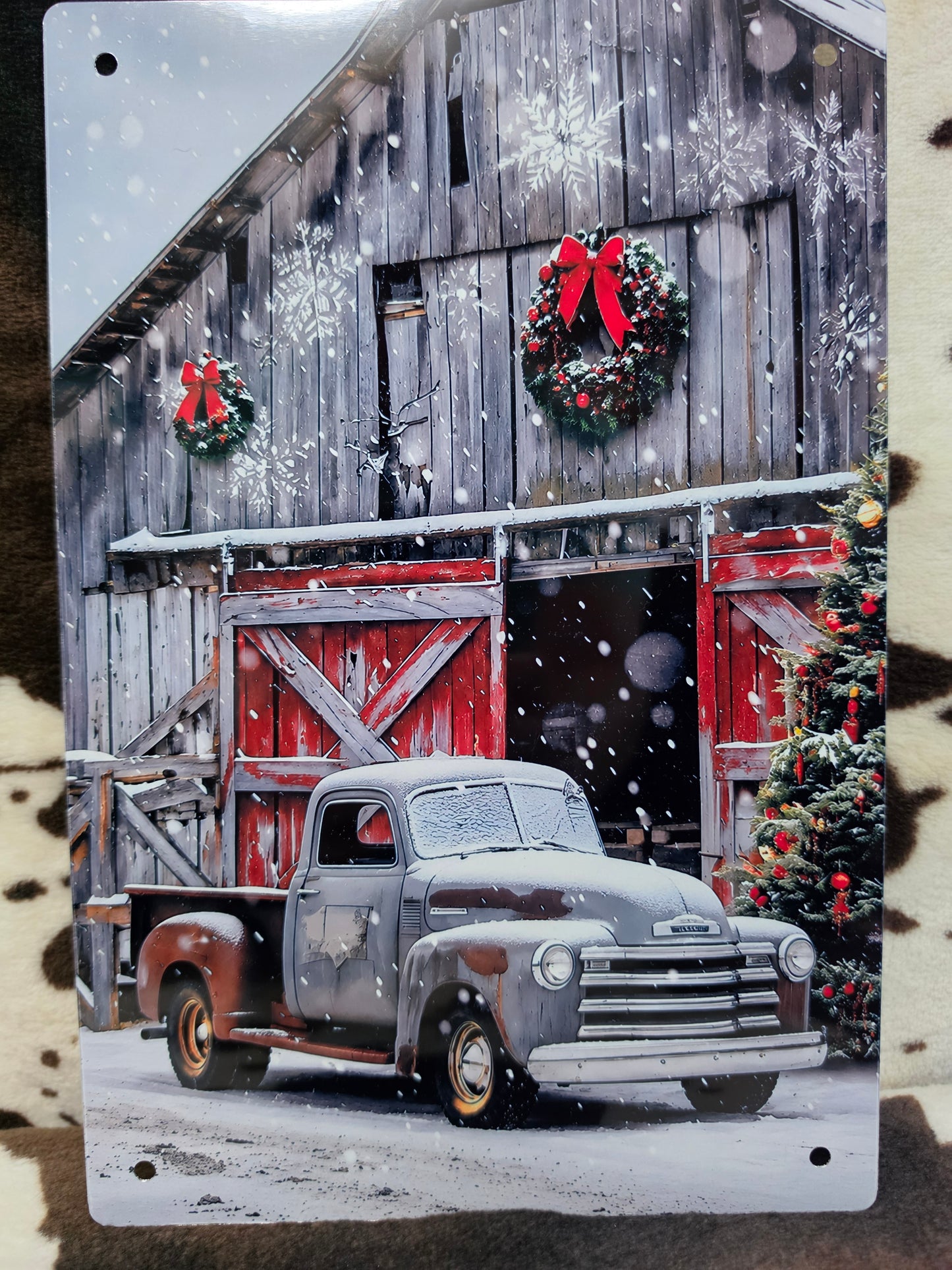 Christmas Old Truck Barn Metal Sign