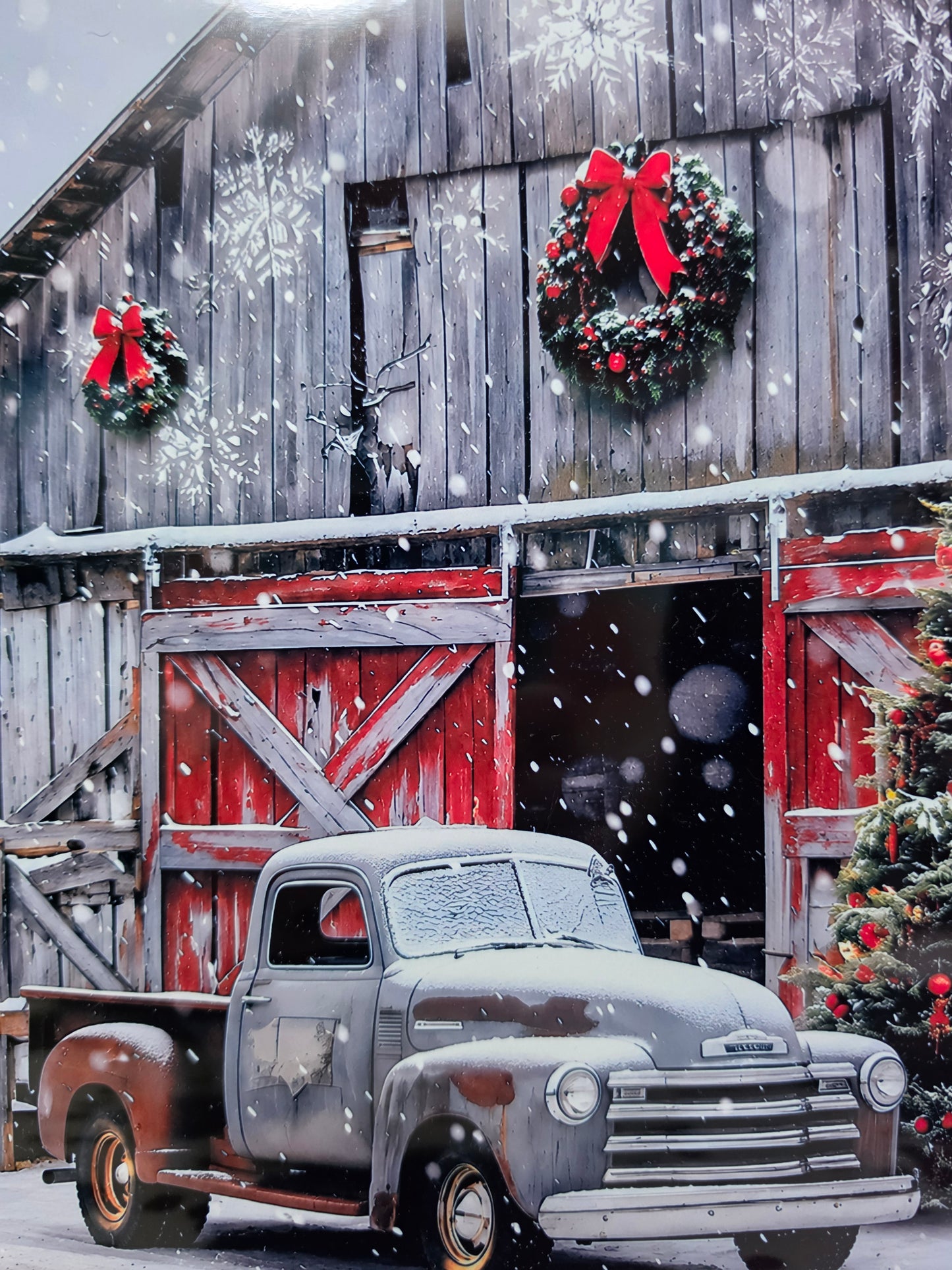 Christmas Old Truck Barn Metal Sign