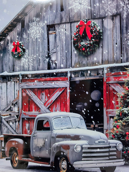 Christmas Old Truck Barn Metal Sign