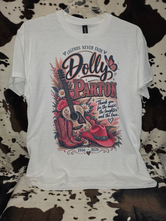 Dolly Parton Graphic Tee Womens Country Western Vintage Cowboy Boot Shirt White