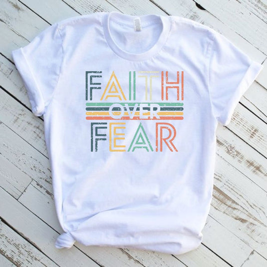 Faith Over Fear White Graphic Tee Shirt