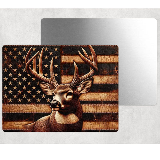 American Flag Deer Metal Sign