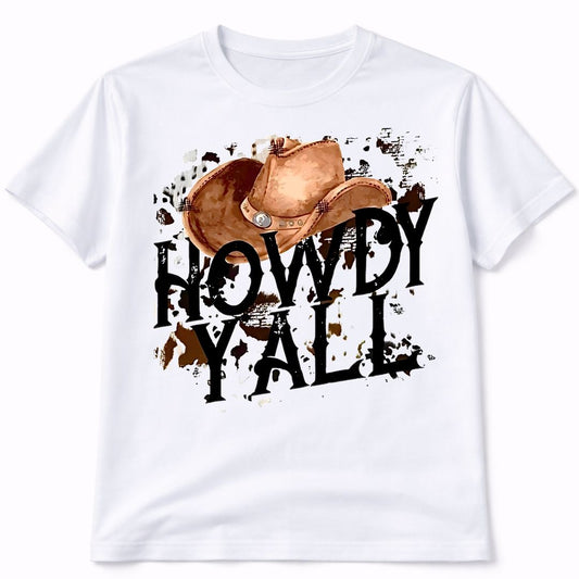 Howdy Yall White T-Shirt Short Sleeve Graphic Tee