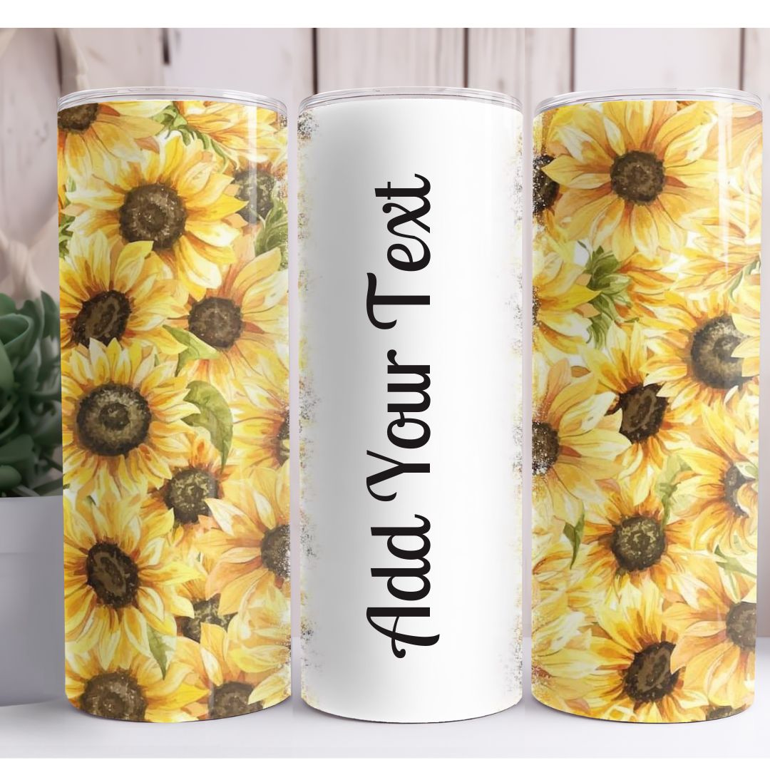 Sunflower Floral Personalized Name 20oz Skinny Tumbler