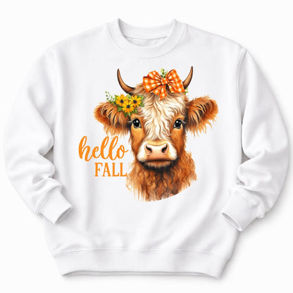 Hello Fall Highland Cow Sweatshirt
