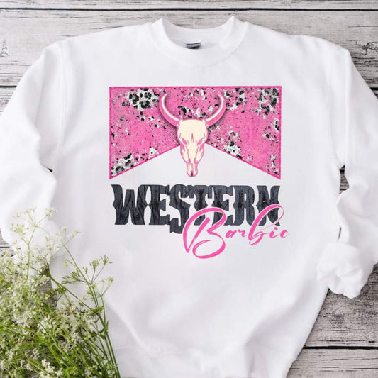 Western Barbie Bull Skull Sweatshirt