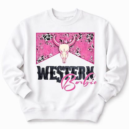 Western Barbie Bull Skull Sweatshirt