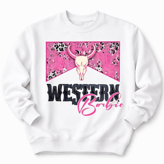 Western Barbie Bull Skull Sweatshirt