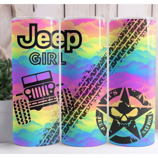 Jeep Girl Neon Custom 20oz Skinny Tumbler