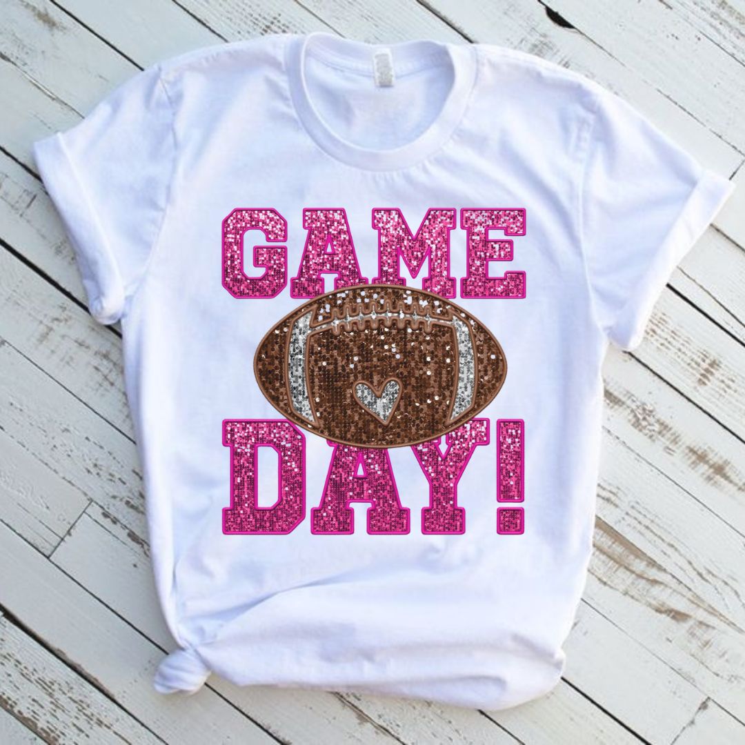 Game Day Football Pink Graphic T-Shirt