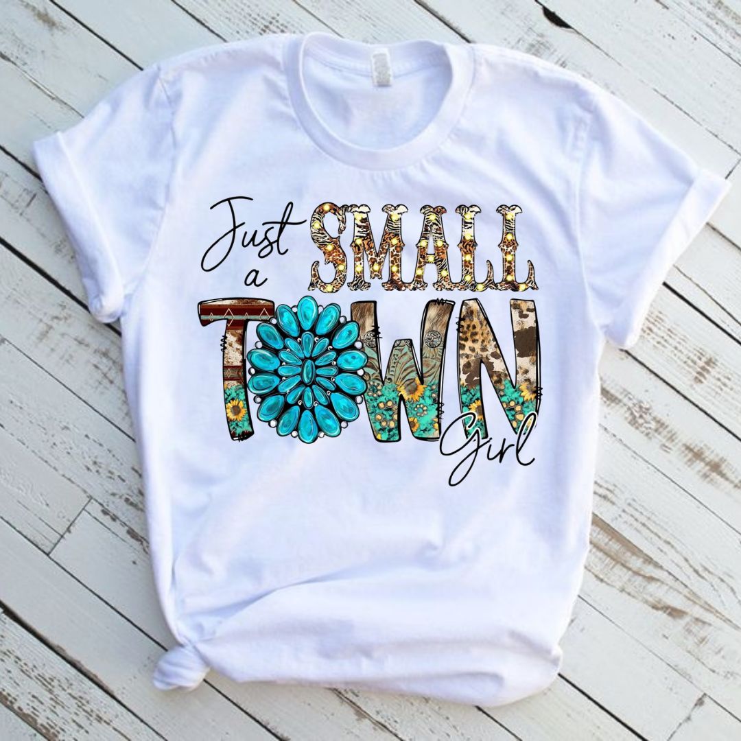 Small Town Girl Western White T-Shirt Short Sleeve Graphic Tee