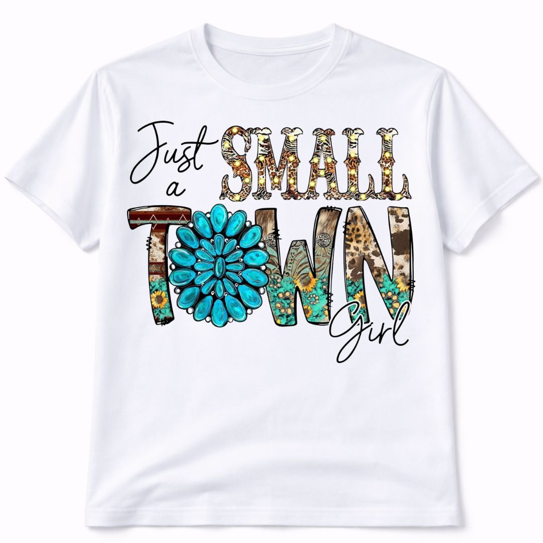 Small Town Girl Western White T-Shirt Short Sleeve Graphic Tee