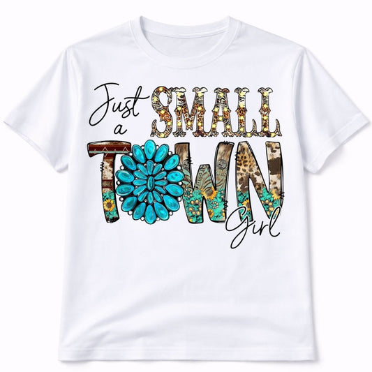 Small Town Girl Western White T-Shirt Short Sleeve Graphic Tee