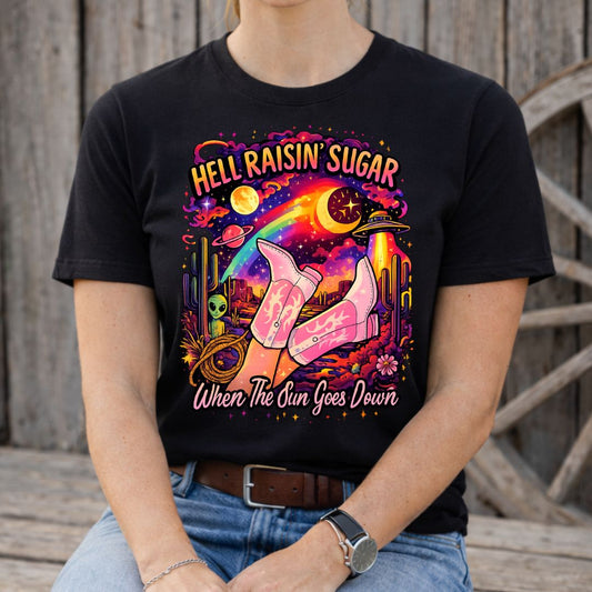 When The Sun Goes Down Custom Graphic Tee Shirt