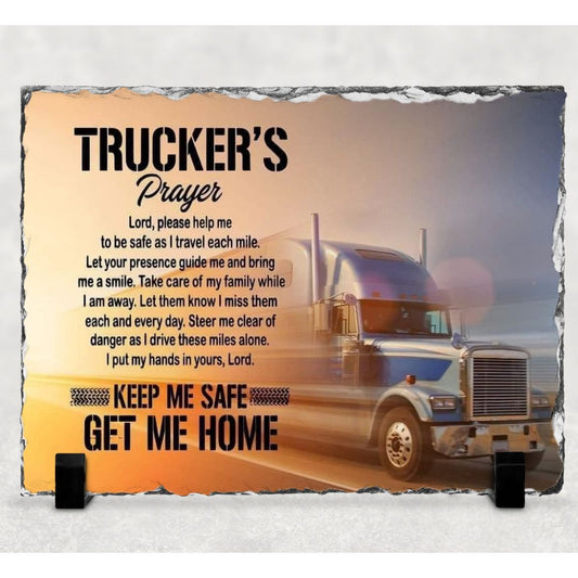 Truckers Prayer Photo Rock Slate