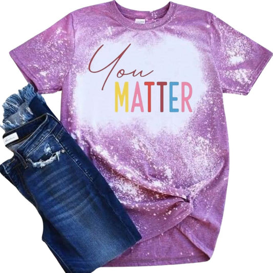 You Matter Purple Bleached Short Sleeve T-Shirt