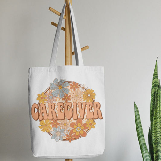 Caregiver Floral Canvas Tote Bag