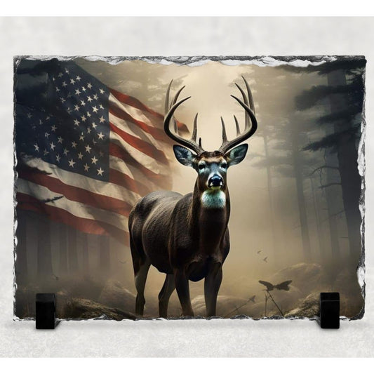 Deer Flag Photo Rock Slate