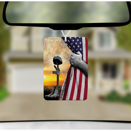 Soldier Flag Unscented Car Air Freshener Freshie