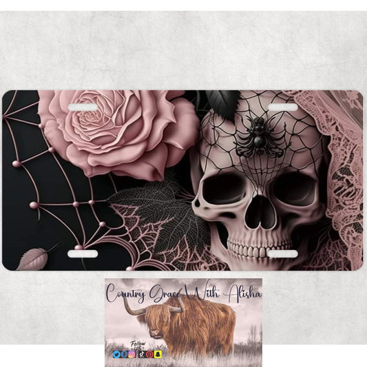 Skull Rose Custom Car Tag License Plate