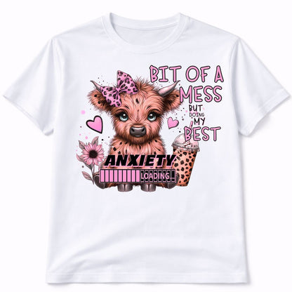 Highland Cow Anxiety Funny Graphic T-Shirt