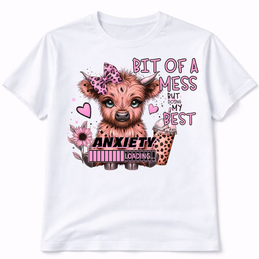 Highland Cow Anxiety Funny Graphic T-Shirt
