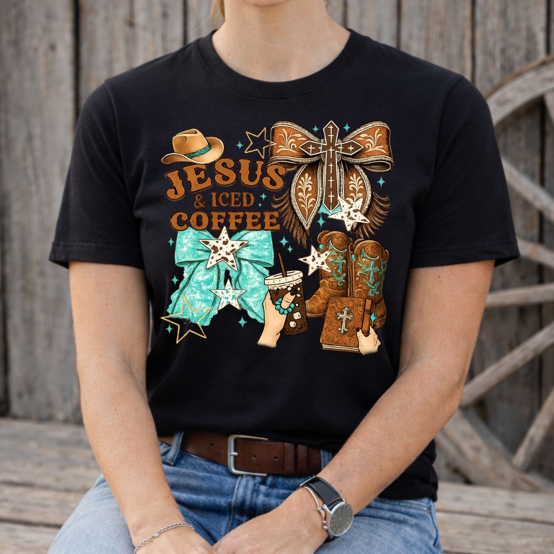 Jesus And Coffee Graphic Tee Shirt