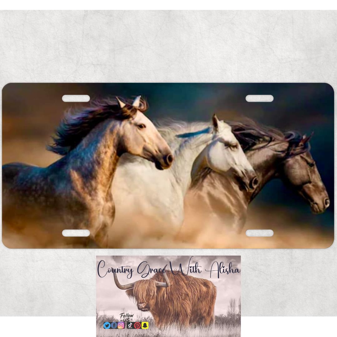 Running Horses Custom Car Tag License Plate