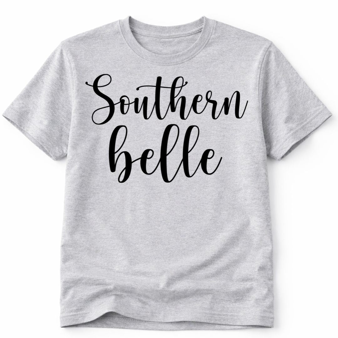 Southern Belle Western Custom Graphic Tee Shirt Casual Everyday T-Shirt Comfortable Gray