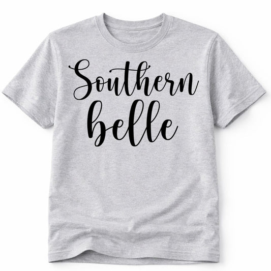 Southern Belle Western Custom Graphic Tee Shirt Casual Everyday T-Shirt Comfortable Gray
