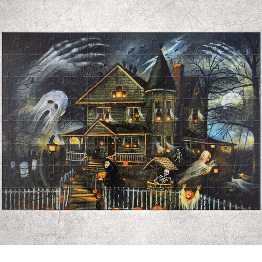 Ghost Haunted House Halloween Handmade Jigsaw Puzzle