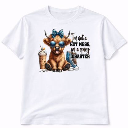 Spicy Disaster Highland Cow Graphic T-Shirt