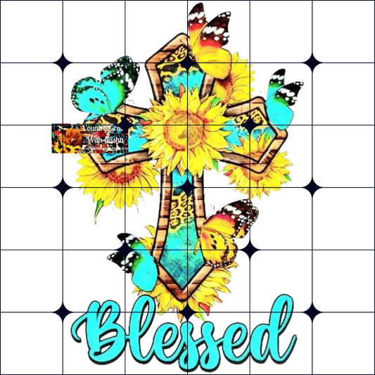 Blessed Cross Ready to Press Sublimation Transfer