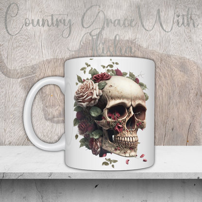 Skull Floral 11oz Ceramic Coffee Mug