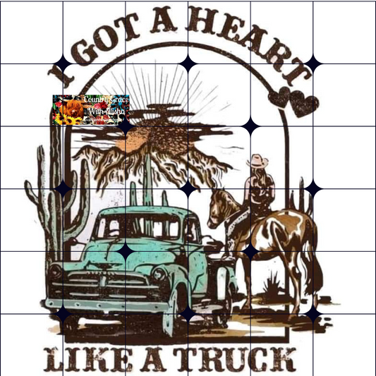 Heart Like A Truck Ready to Press Sublimation Transfer