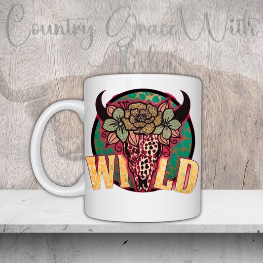 Bull Skull Wild 11oz Ceramic Coffee Mug