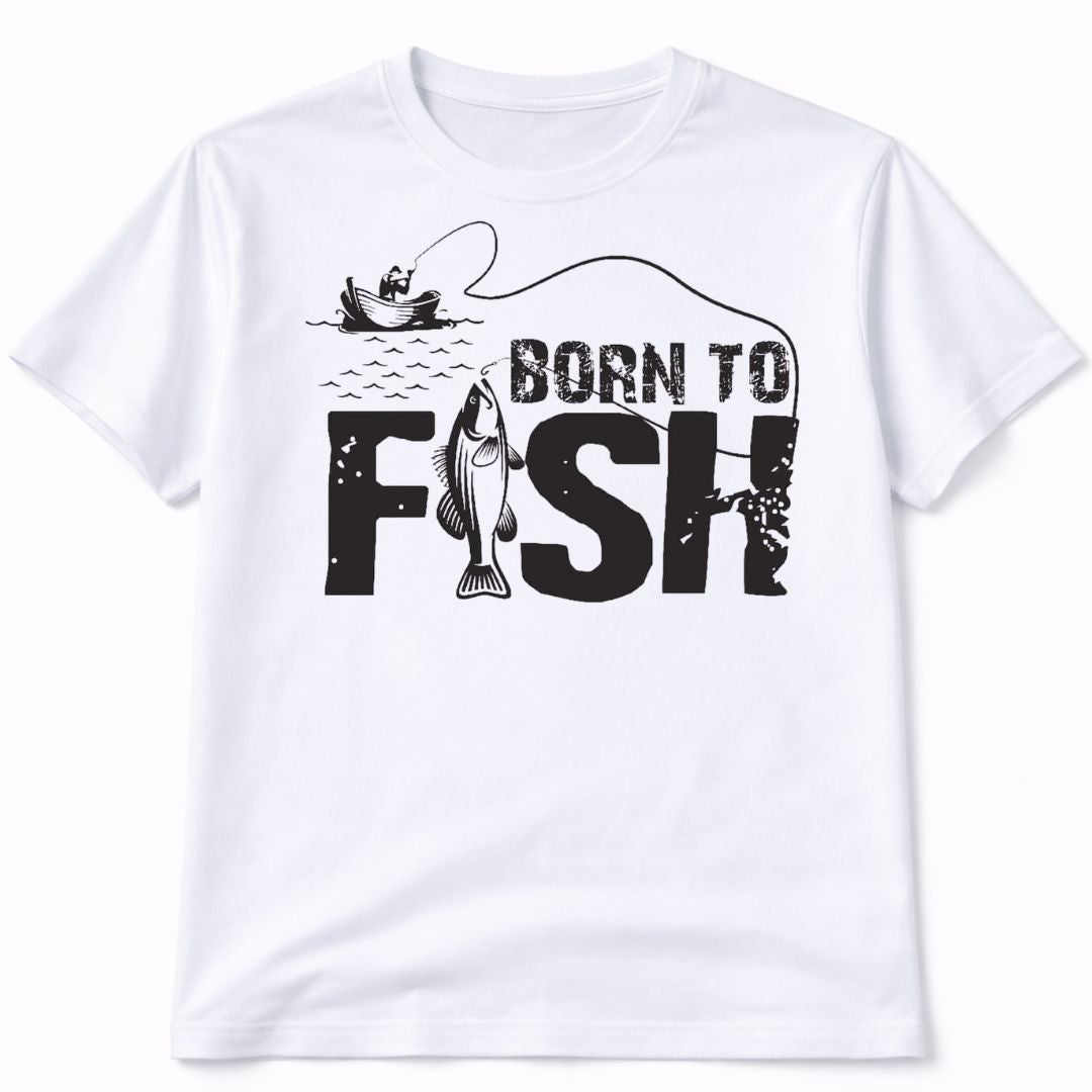 Born To Fish Custom Graphic Tee Shirt Casual Everyday T-Shirt Comfortable Unisex Fit