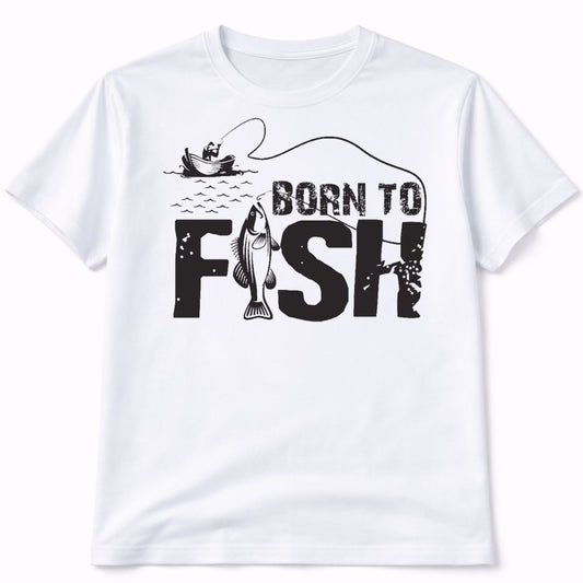 Born To Fish Custom Graphic Tee Shirt Casual Everyday T-Shirt Comfortable Unisex Fit