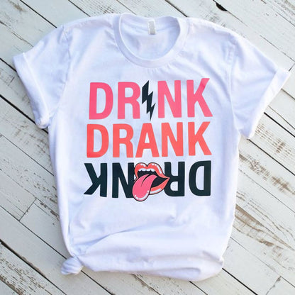 Drink Drank Drunk Western White T-Shirt Graphic Tee