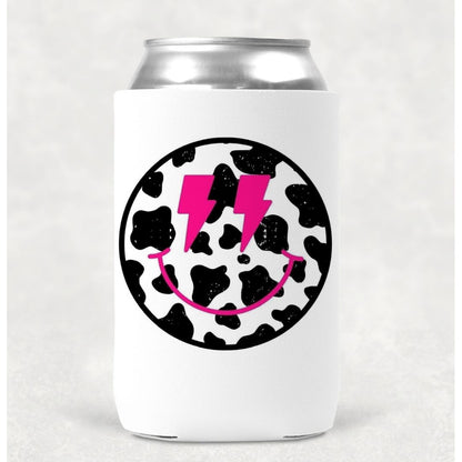 Cow Print Smiley Face Can Cooler Drink Holder Koozie