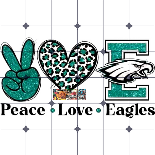 Peace Love Eagles Football Ready to Press Sublimation Transfer