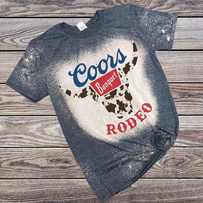 Coors Rodeo Bull Skull Bleached Graphic Tee