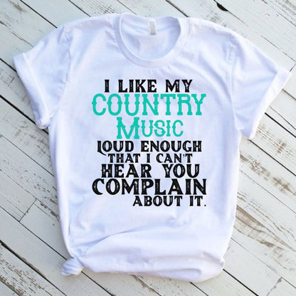 Country Music Western White T-Shirt Graphic Tee