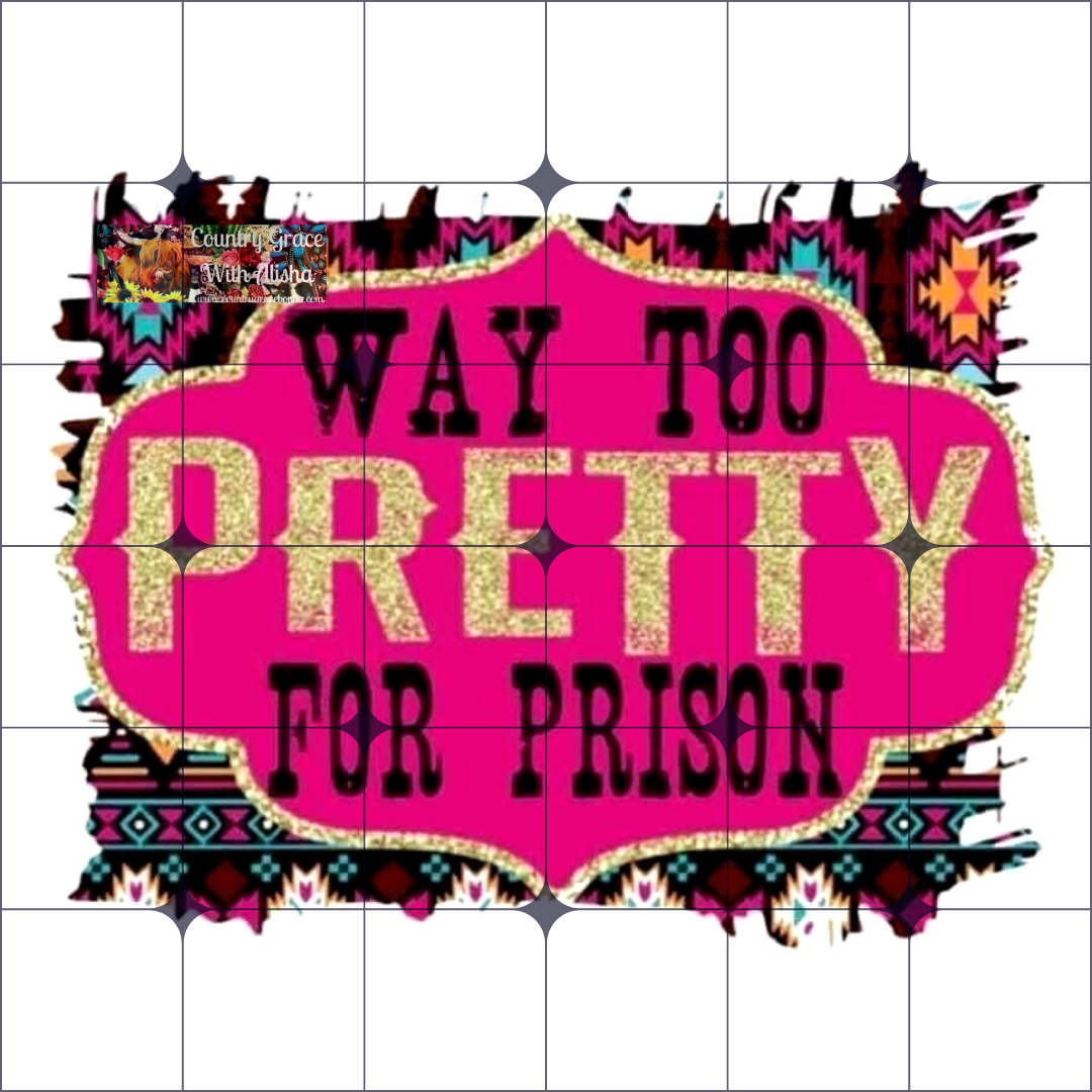 Too Pretty For Prison Ready to Press Sublimation Transfer