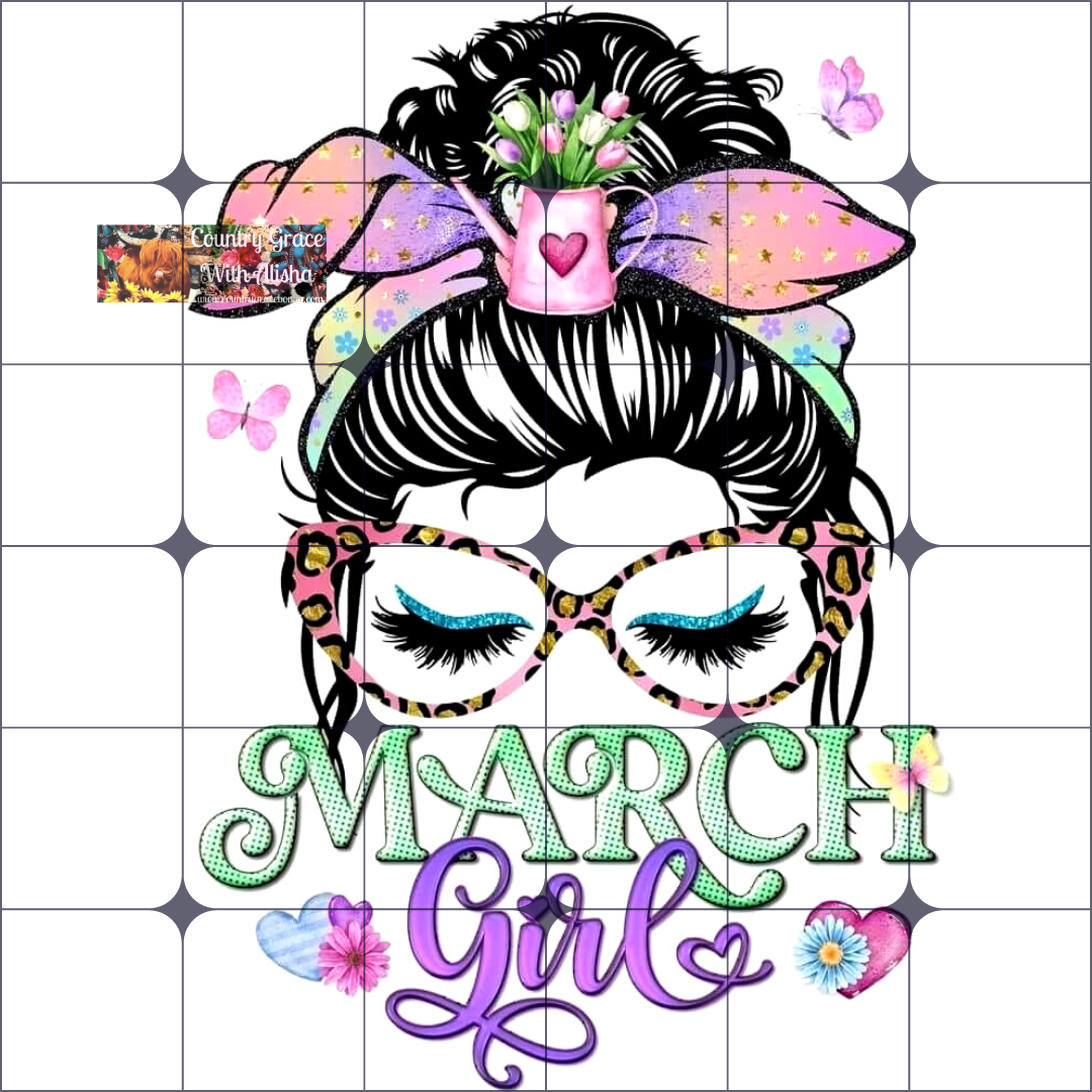 March Girl Ready to Press Sublimation Transfer