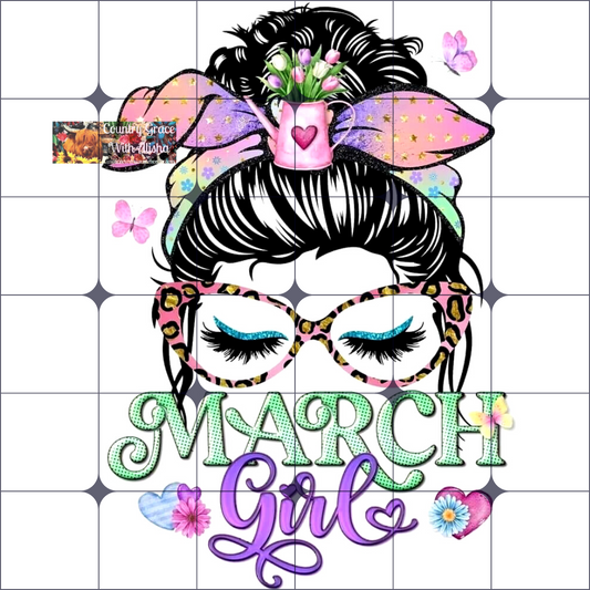 March Girl Ready to Press Sublimation Transfer