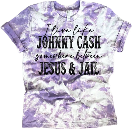 Johnny Cash Purple Bleached Short Sleeve T-Shirt
