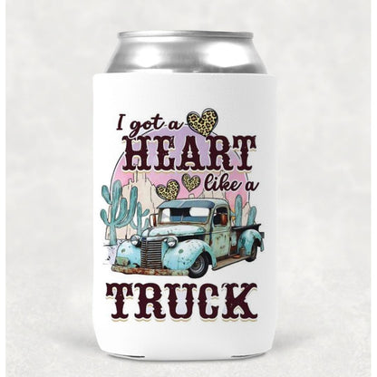 Heart Like A Truck Can Cooler Drink Holder Koozie