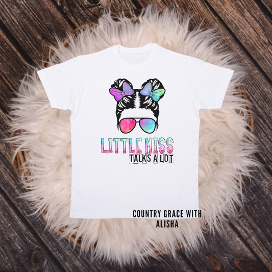 Little Miss Talks A Lot Kids Graphic Tee