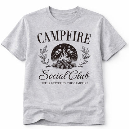 Campfire Social Custom Graphic Tee Shirt Casual Everyday T-Shirt Comfortable Gray